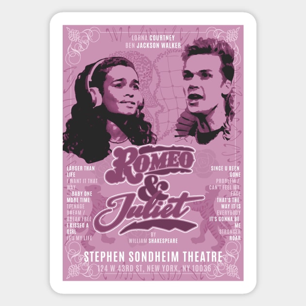 Romeo & Juliet Programme Poster (Pink) Sticker by Eleanorsegod